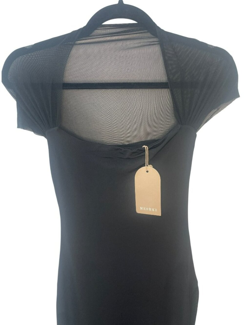 Meshki Wyatt Slinky Mesh Maxi Dress Black Elegant Eveningwear Size Small NWT - Picture 4 of 9